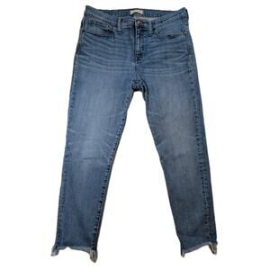 Madewell 9 Inch High Rise Skinny Crop Jeans Womens 32 Raw Hem Denim